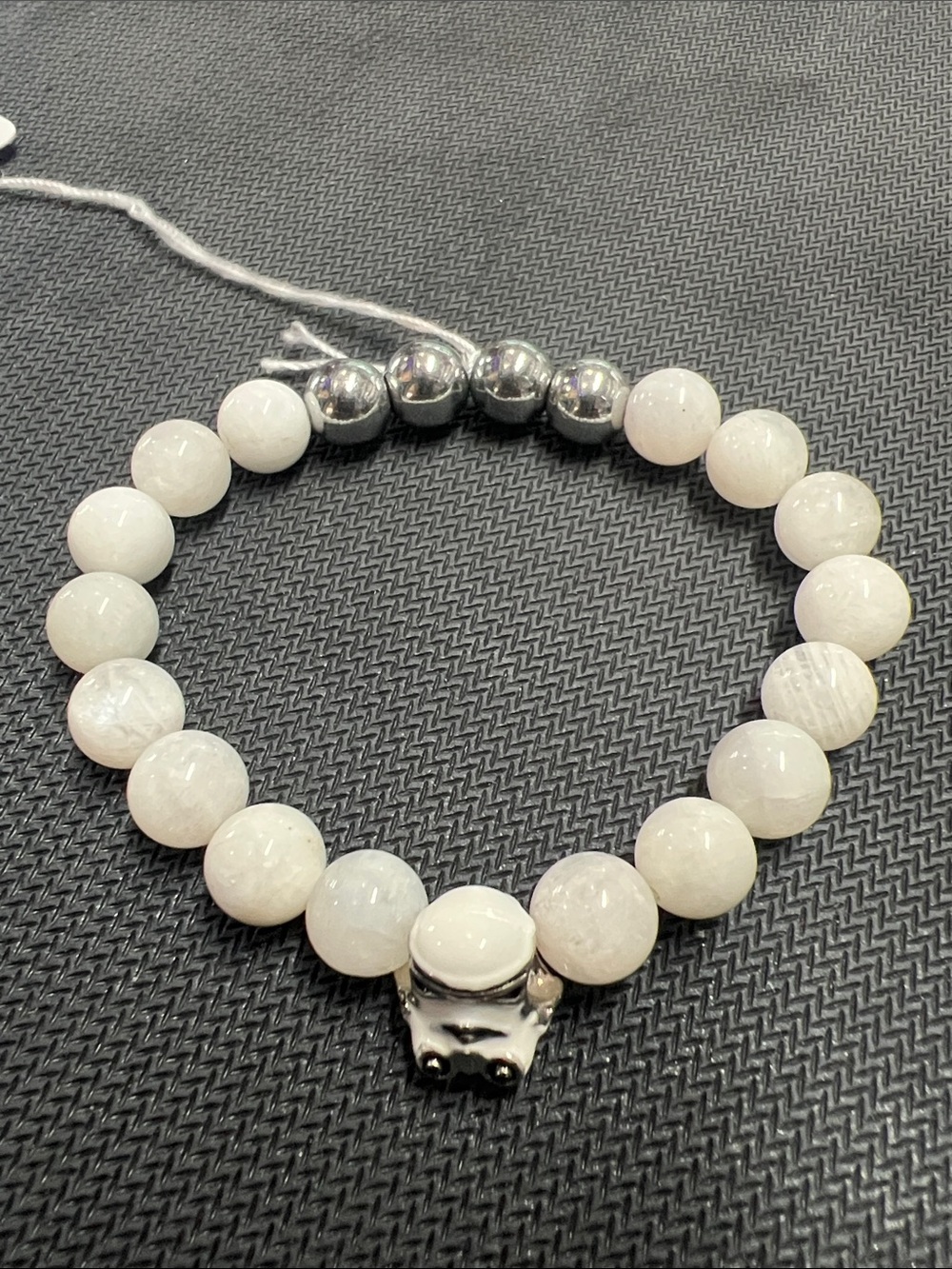 Storm Trooper White & Silver Beaded Bracelet - Real Stones